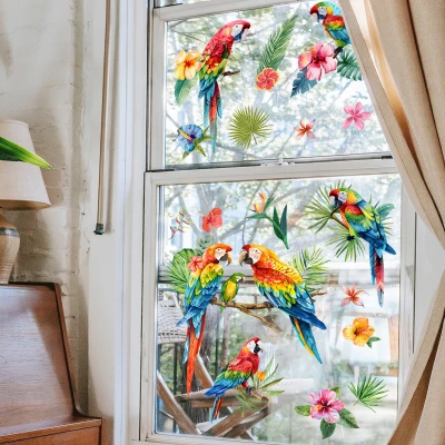 Cartoon Branches Birds Flowers Butterflies Glass Stickers Electrostatic Stickers Window Stickers Home Decoration Wall Stickers 1