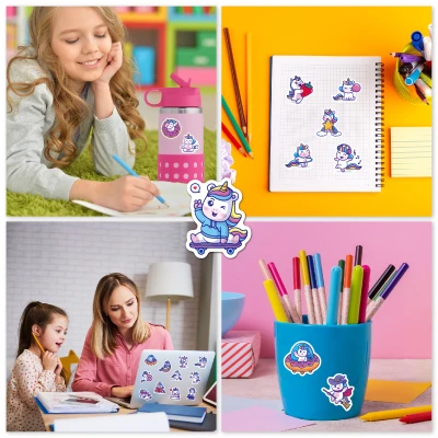 Children's Cartoon Stickers 100PCS Little Mermaid Unicorn Dinosaur Water Cup Stationery Waterproof Children's Stickers 2