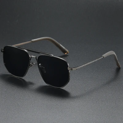 2024 Summer New Men's Square Polarized Colorful Film Glasses Driver Driving Cycling Metal Sunglasses Outdoor Fishing