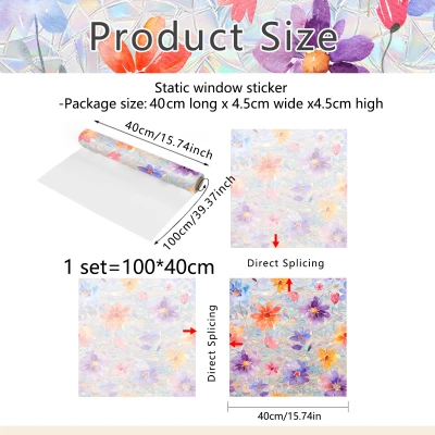 Colorful Plants and Flowers Glass Window Stickers Sunlight Colorful Glass Stickers Home Decoration Wall Stickers Electrostatic Stickers 3