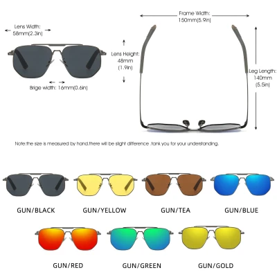 2024 Summer New Men's Square Polarized Colorful Film Glasses Driver Driving Cycling Metal Sunglasses Outdoor Fishing 1