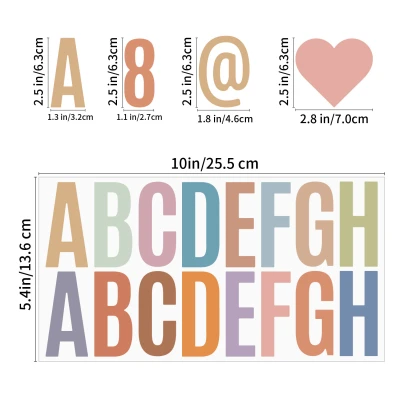 2.5'' Letter Stickers Large Size Various Self-adhesive Waterproof Bulletin Board Classroom Mailbox Decorative Letter Stickers 2