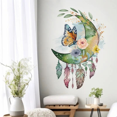 Butterfly Dream Catcher Wall Sticker Warm Bedroom Room Bedside Decoration Self-adhesive Wall Sticker 2