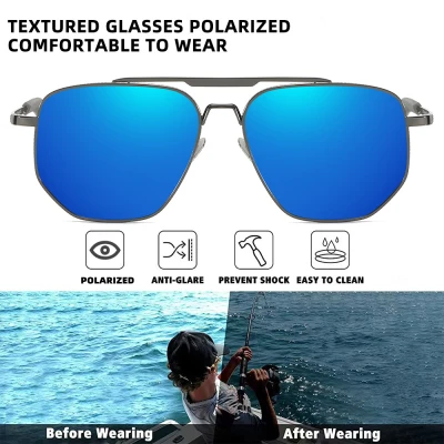 2024 Summer New Men's Square Polarized Colorful Film Glasses Driver Driving Cycling Metal Sunglasses Outdoor Fishing 4