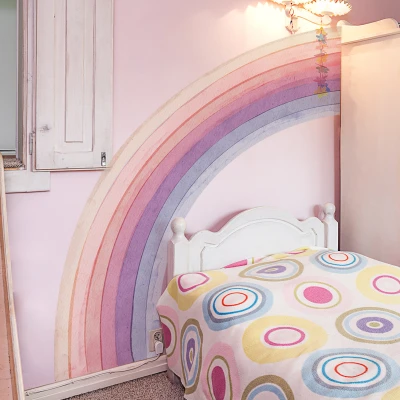 Bohemian Style Large Pink Rainbow Wall Sticker Girls' Room Decor Wall Decal