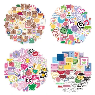 Set of 200PCS Girl Stickers Ins Water Cup Mobile Phone Aesthetic Decoration Diy Hand Account Material Cute Girl Stickers