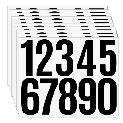 3'' Set of 5PCS Numbers Sticker Large Reflective Numbers Mailbox Identification Cargo Classification Self-adhesive Die-cut Waterproof Numbers Sticker 3