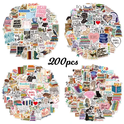 200PCS Reading Stickers - Waterproof Stationery Stickers For Mobile Phone, Kindle, Tablet, Computer, Suitcase