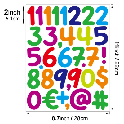 2'' Set of 5PCS Alphanumeric Sticker Vinyl Waterproof Creative Poster Gift Index Hand Ledger Number Stickers 2