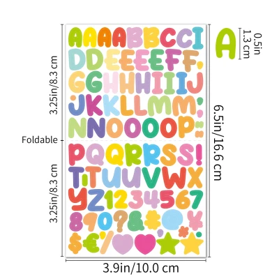 0.5'' Cartoon Letter Sticker Set 15 Sheets 1350 Pieces Handbook Material Decoration Guka Letter Sticker 1