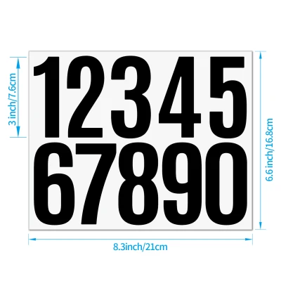 3'' Set of 5PCS Numbers Sticker Large Reflective Numbers Mailbox Identification Cargo Classification Self-adhesive Die-cut Waterproof Numbers Sticker 1