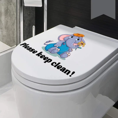 English Little Elephant Toilet Wall Stickers Bathroom Bathroom Decoration Self-adhesive Wall Stickers 4