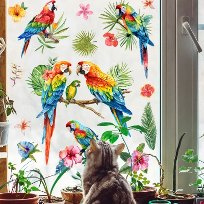 Cartoon Branches Birds Flowers Butterflies Glass Stickers Electrostatic Stickers Window Stickers Home Decoration Wall Stickers 2