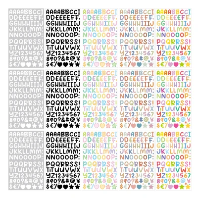 0.5'' Cartoon Letter Sticker Set 15 Sheets 1350 Pieces Handbook Material Decoration Guka Letter Sticker 3