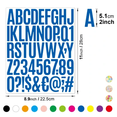 2'' Set of 5PCS Bold Font Letter Stickers In Multiple Colors Notebook Decorative Alphanumeric Stickers 1