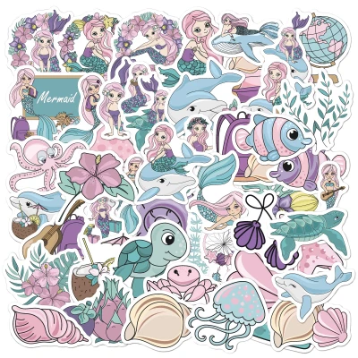 Children's Cartoon Stickers 100PCS Little Mermaid Unicorn Dinosaur Water Cup Stationery Waterproof Children's Stickers 1