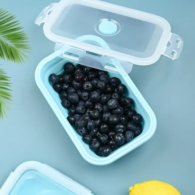 Set of 4 Silicone Lunch Box Folding Bowl Portable Outdoor Crisper Retractable High Temperature Resistant Lunch Box Compression Bowl Travel Tableware 1