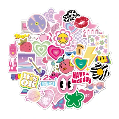 Set of 200PCS Girl Stickers Ins Water Cup Mobile Phone Aesthetic Decoration Diy Hand Account Material Cute Girl Stickers 3