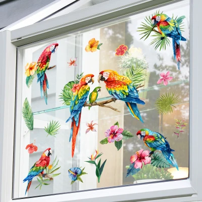 Cartoon Branches Birds Flowers Butterflies Glass Stickers Electrostatic Stickers Window Stickers Home Decoration Wall Stickers 3