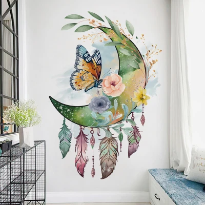 Butterfly Dream Catcher Wall Sticker Warm Bedroom Room Bedside Decoration Self-adhesive Wall Sticker 1