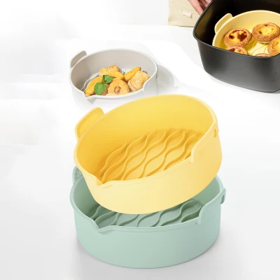 8.8'' New Silicone Molds For Air Fryer Pizza Accessories Airfryer Tray Shape Basket Mold For Baking Kitchen Utensil Cake Pan Bakeware 4